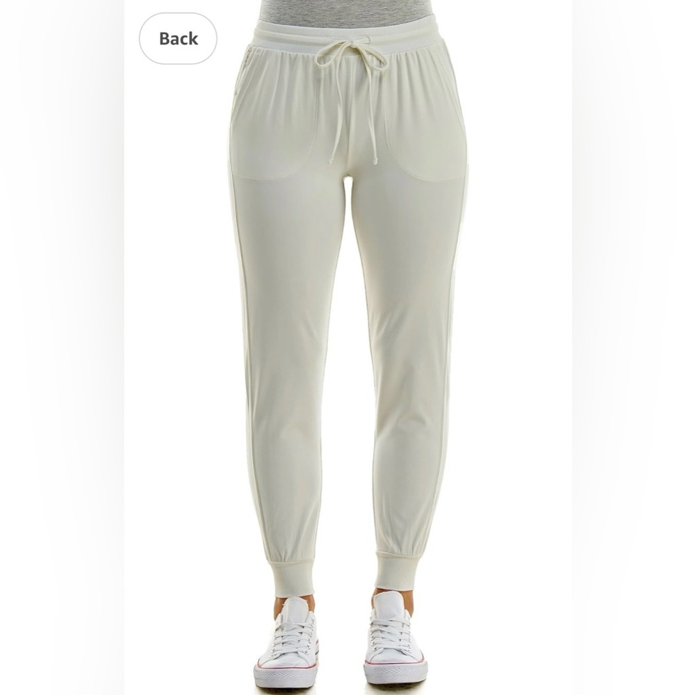 RACHEL ROE PULL-ON WHITE JOGGERS SZ.M